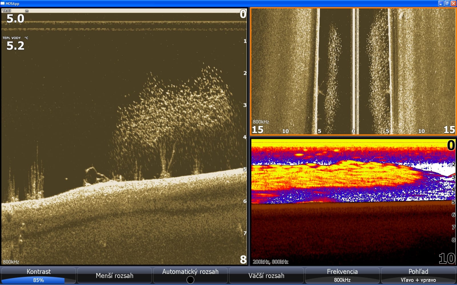 zobrazenie rybrskeho sonaru