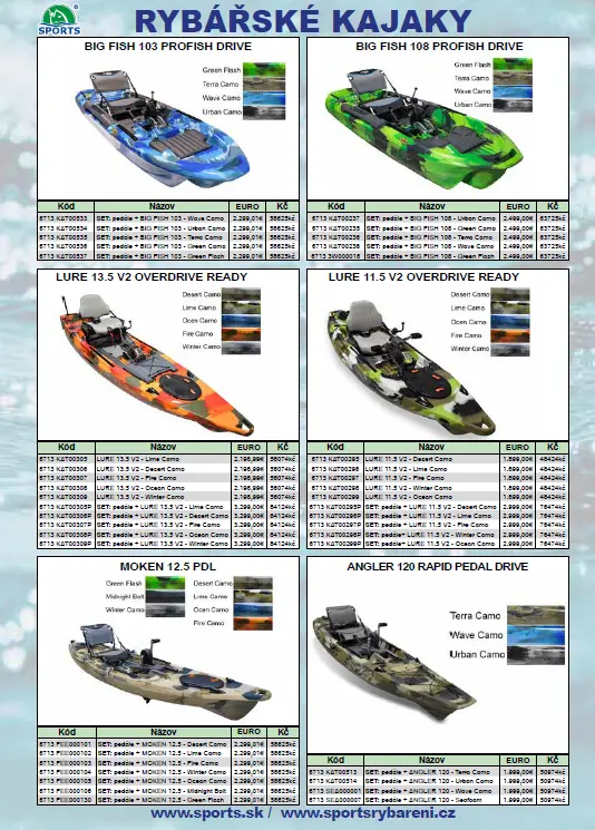 Feel Free ryb�rske kajaky cen�k 2026